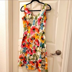 Floral fit and flare work dress
